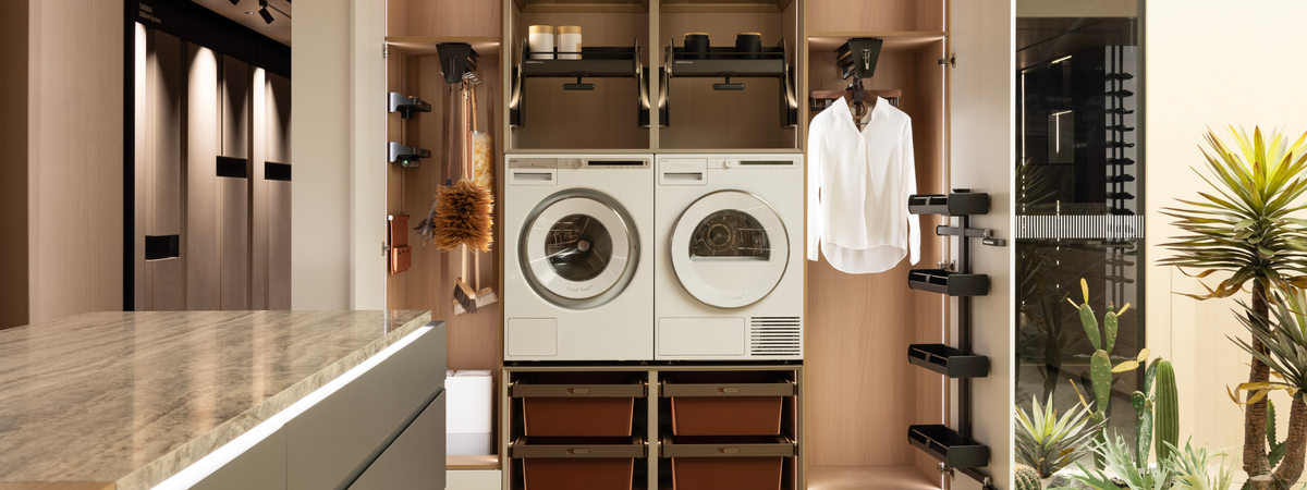 The integrated laundry wall at KnoxOne’s Braeside showroom