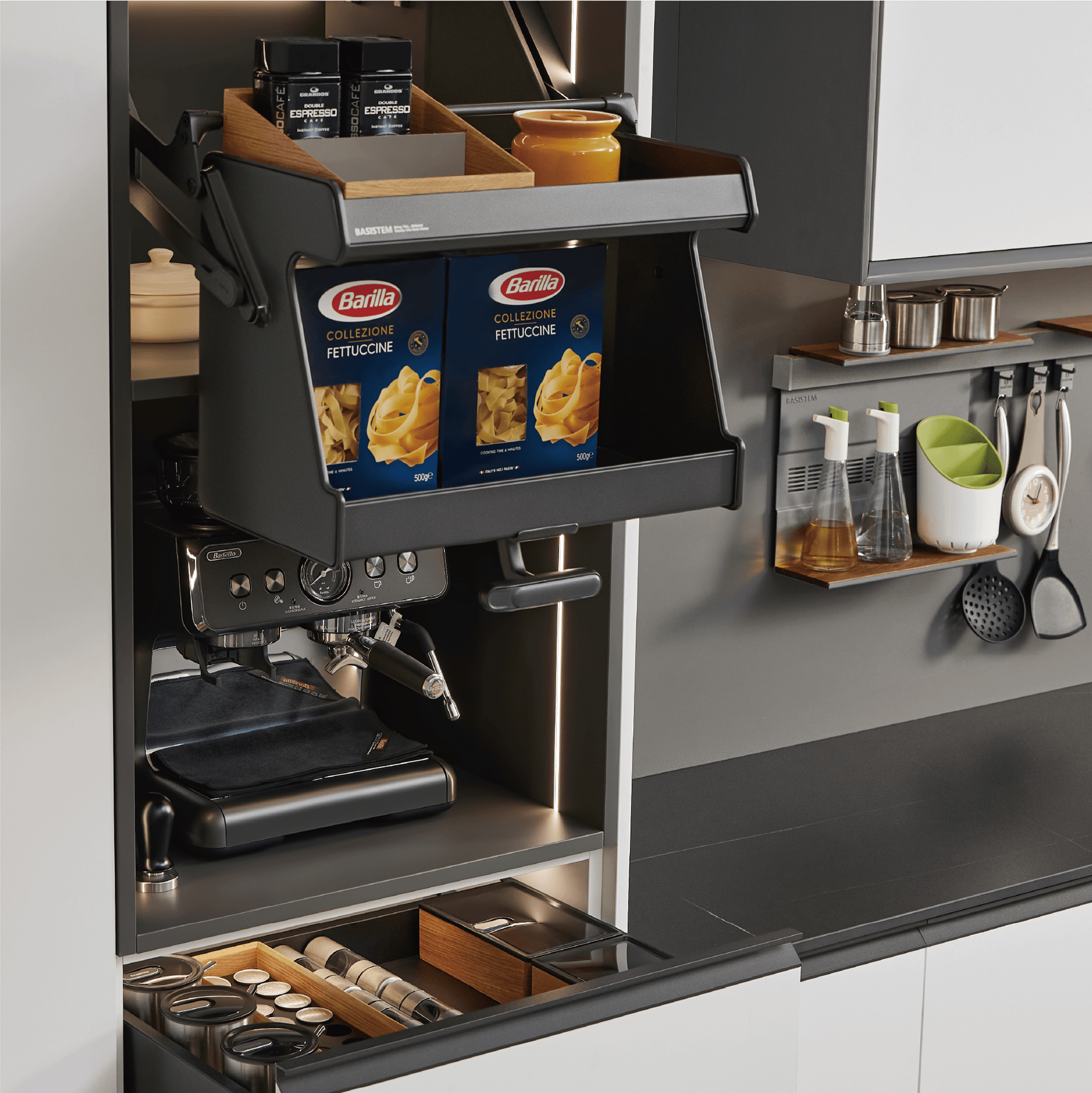[BASISTEM] OLTEN Double-Layer Pull-Down Basket For Overhead Cabinet