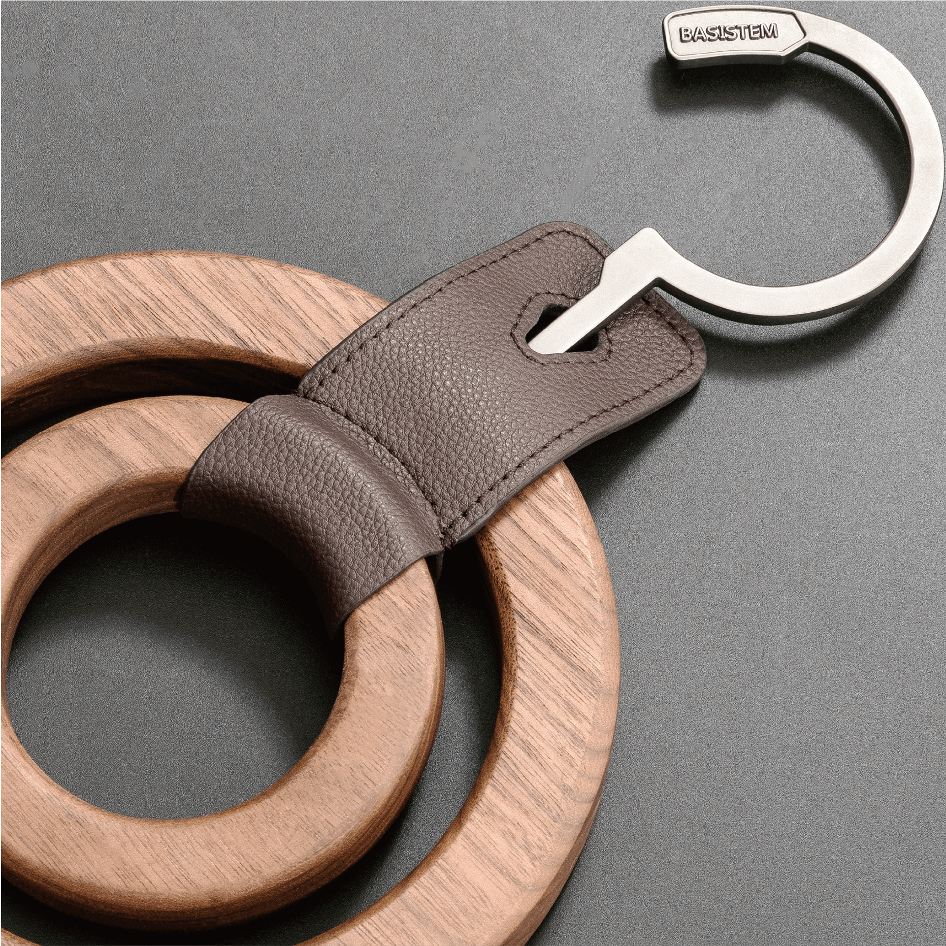 [BASISTEM] HORGEN Khaki Walnut Double Ring Scarf Hanger