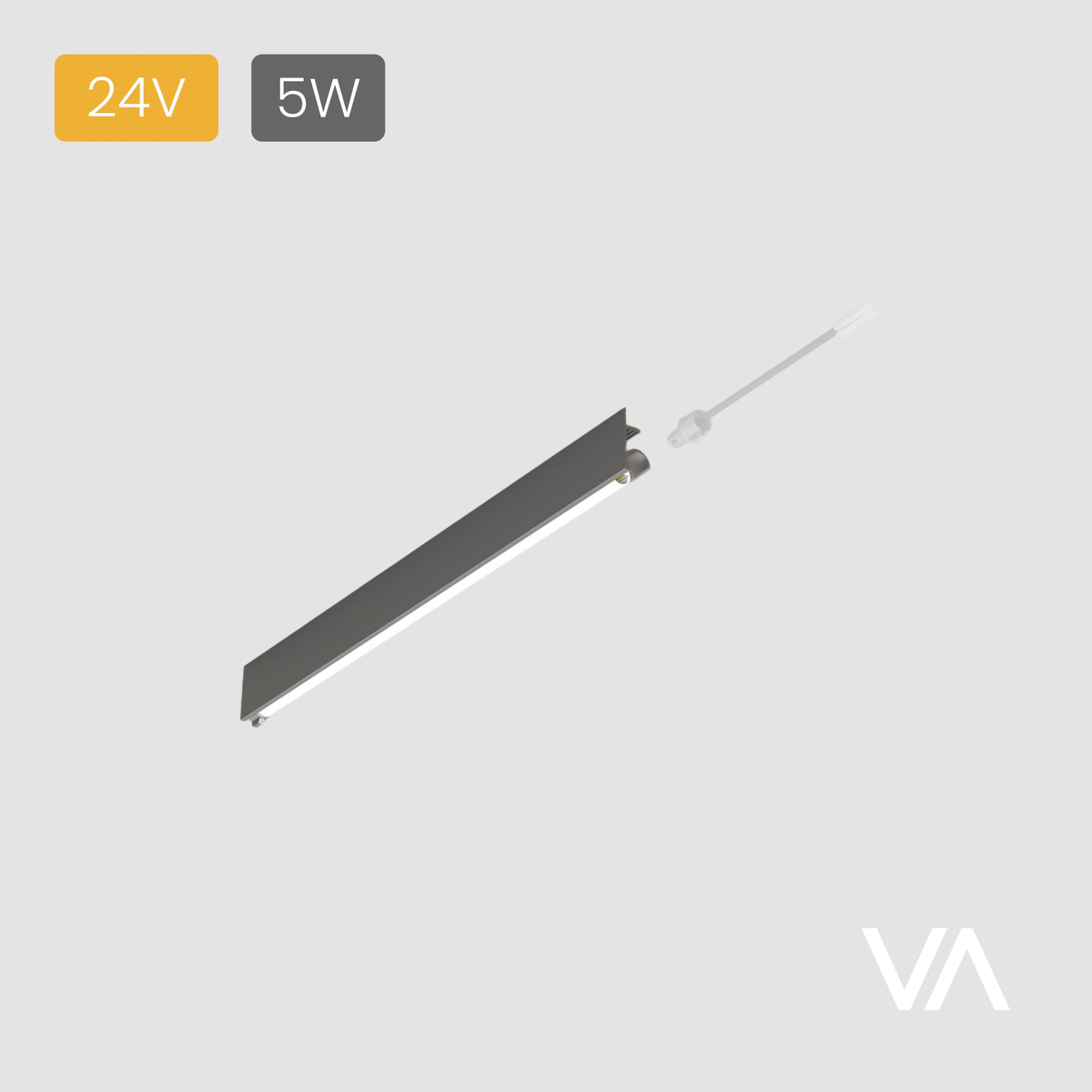 VOXAURA PL4011 linear light — connection accessory shown at reduced opacity